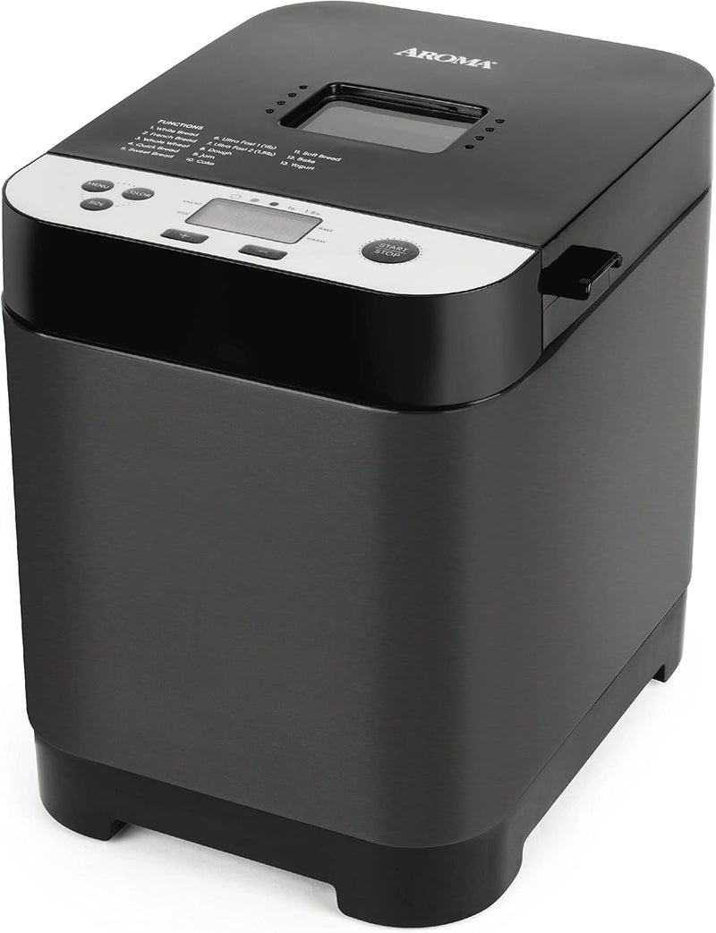 Aroma ® 1.5lbs. Digital Bread Maker with Crust Customization, Clear-View Lid, and Nonstick Baking Pan, Black (ABM-250) - Image 1